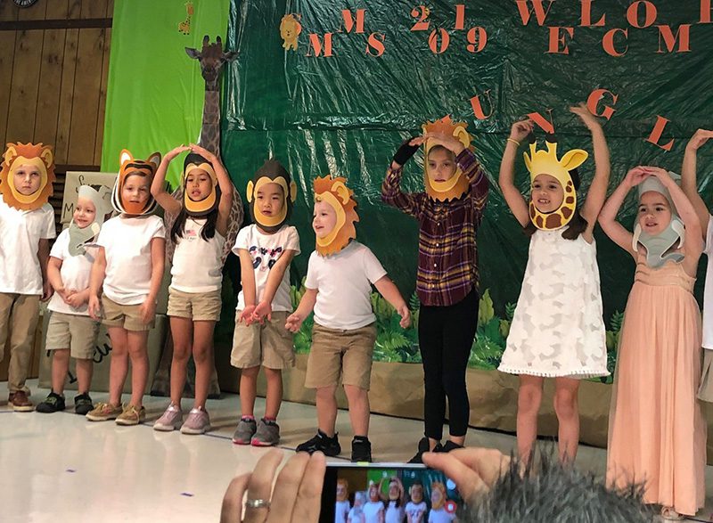 An animal themed play being put on by Sugar Mill Montessori School students
